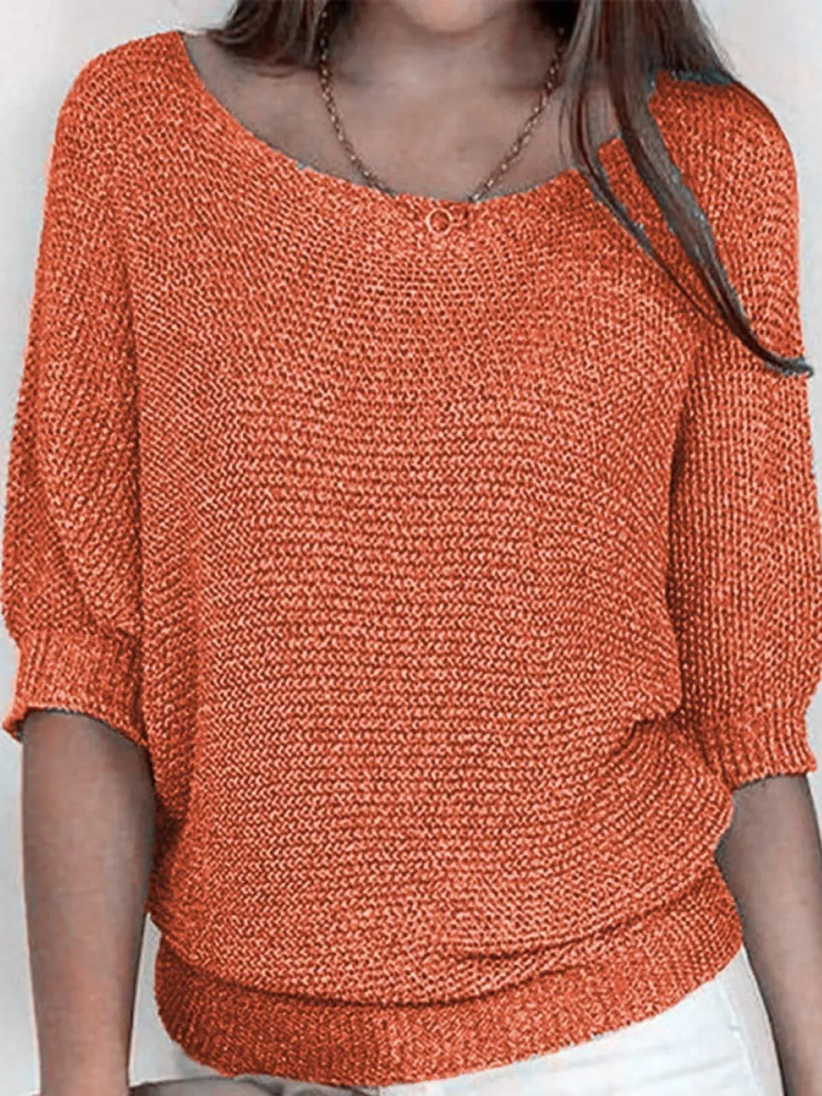 Orange three-quarter sleeve sweater