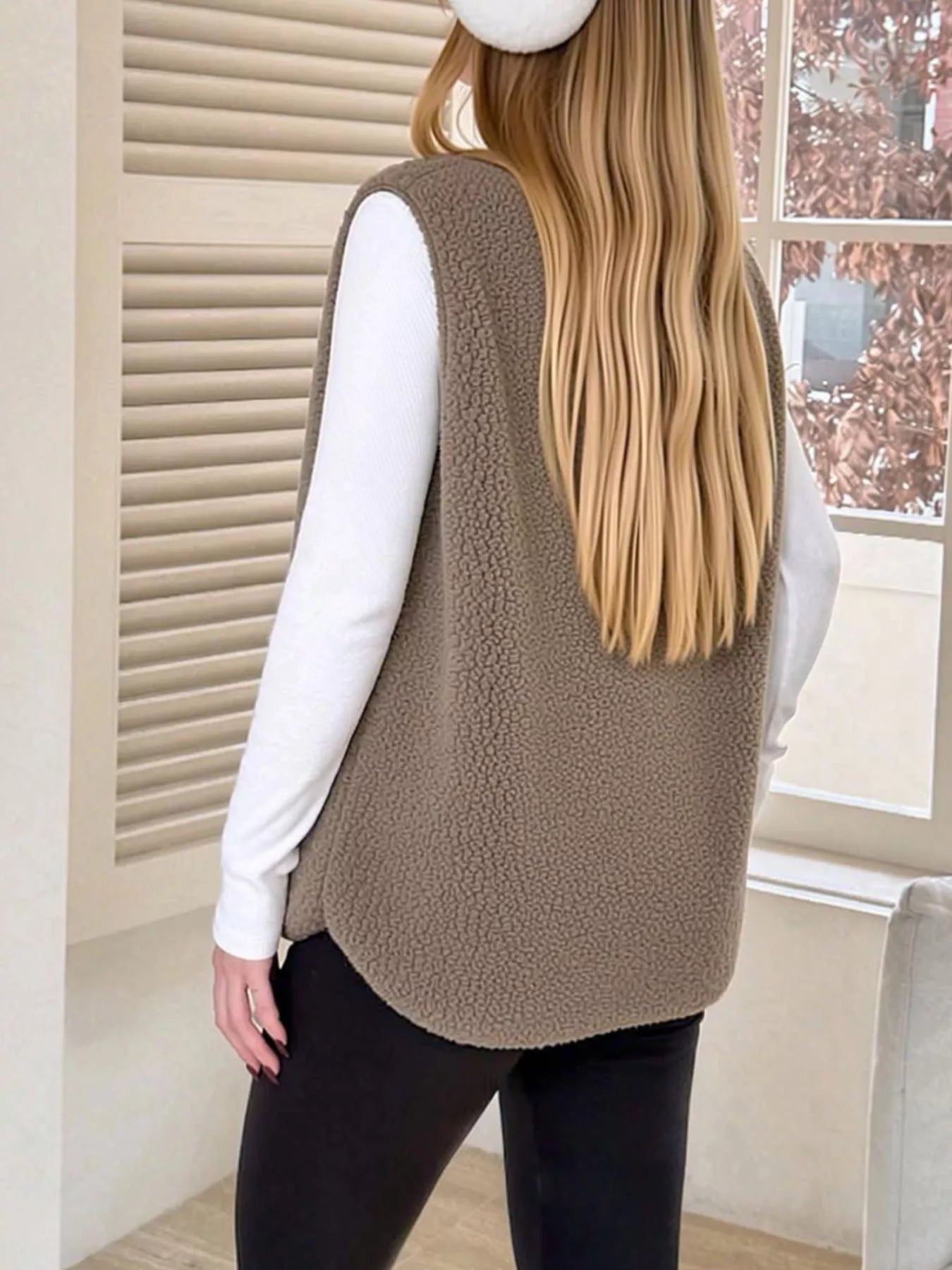 Trendsi Sherpa Sleeveless Vest Coat -