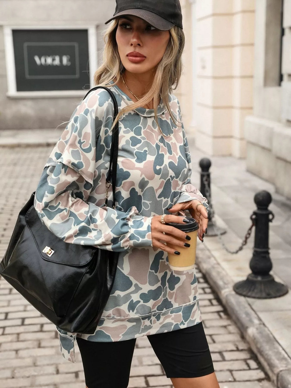 Trendsi Printed Round Neck Sweatshirt -