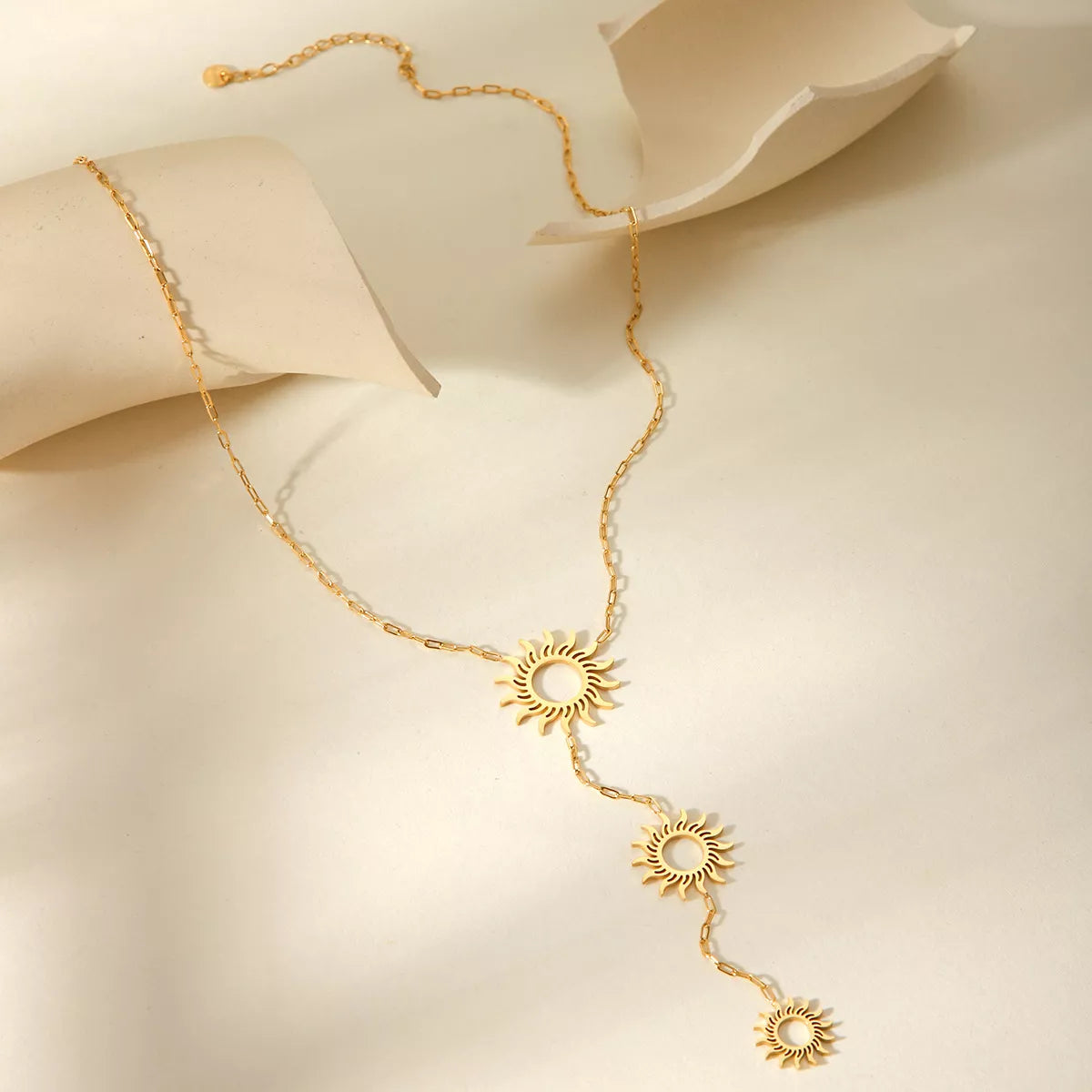 Trendsi 18K Gold-Plated Sun Pendant Necklace -