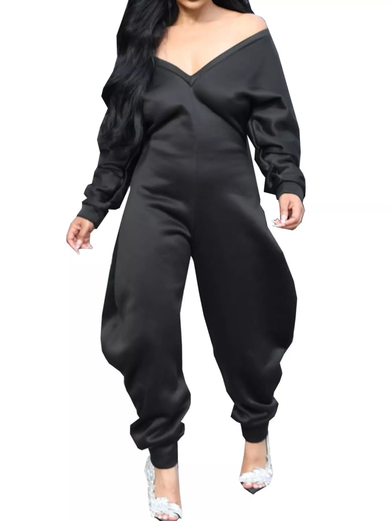 Trendsi Off-Shoulder Long Sleeve Casual Jumpsuit -