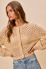 Trendsi SO ME Open Knitted Button Down Cardigan Sweater Top -