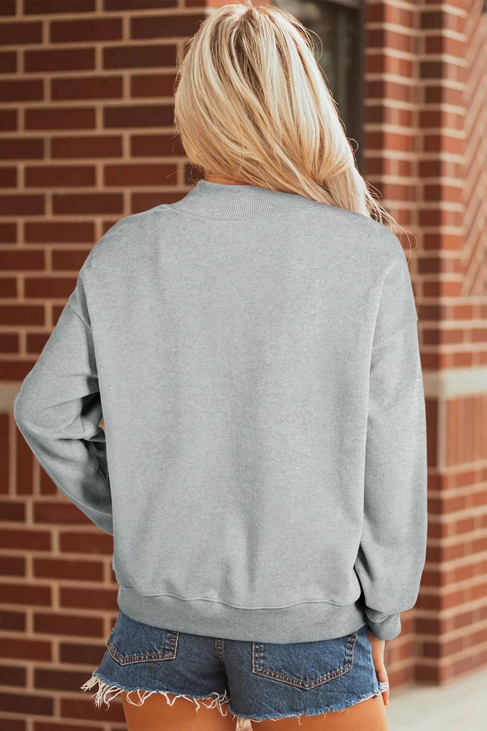 Mallard Duck Graphic Sweatshirt in gray, back view