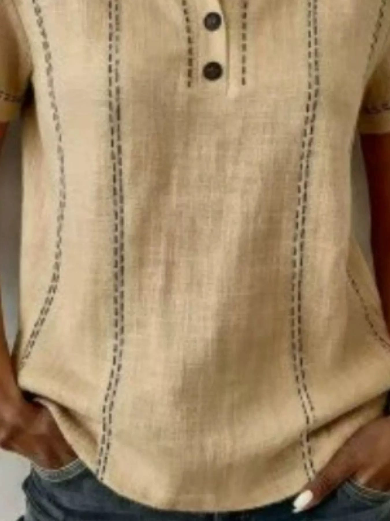 Trendsi Full Size Button Detail Short Sleeve Blouse Plus Size -