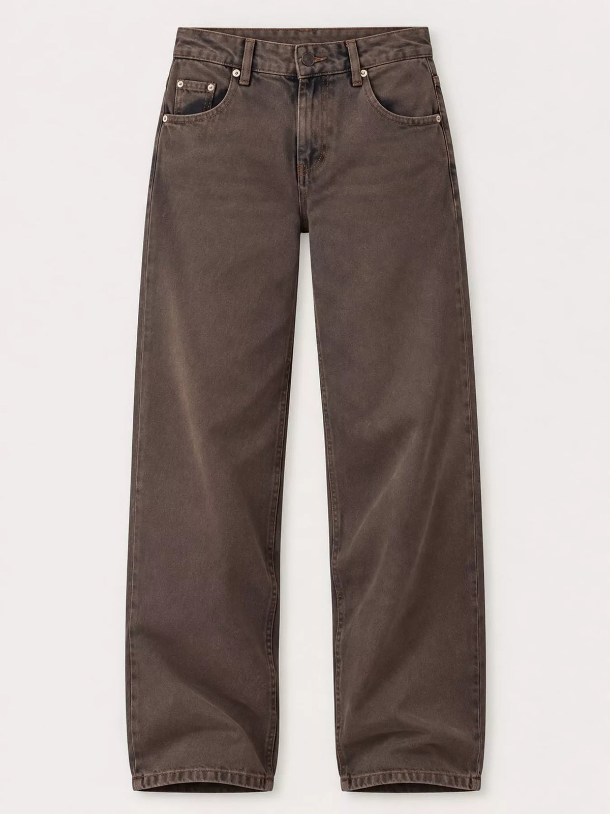 Wide-Leg Vintage Wash Jeans in brown, front view