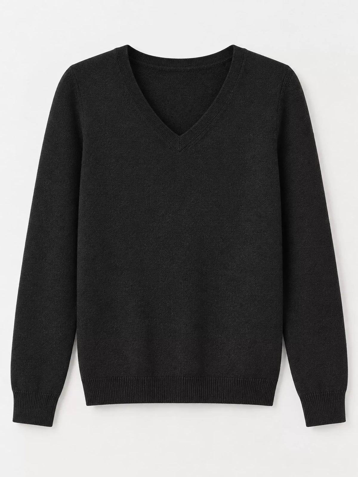 Black v-neck long sleeve knit top