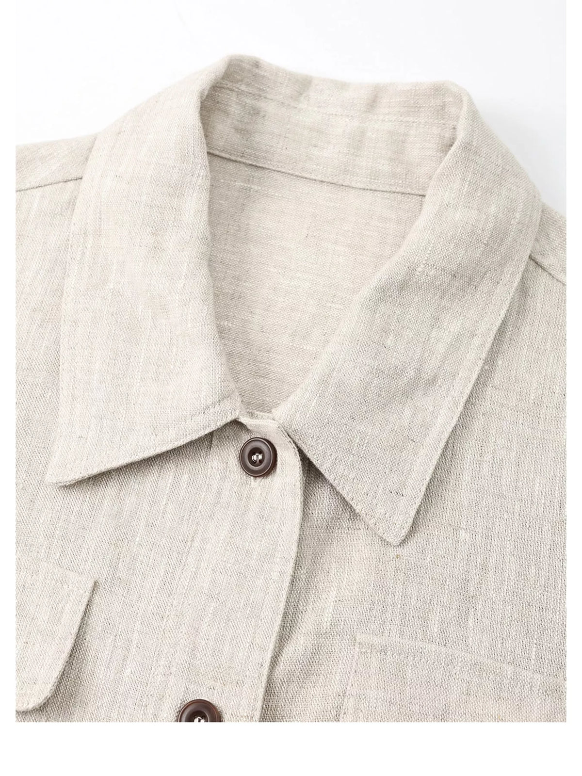 Belted shacket, beige collar detail