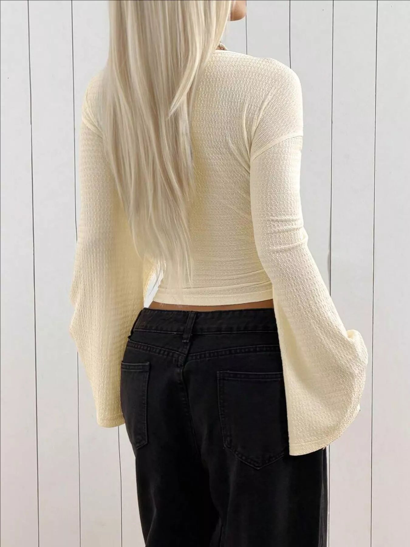 Trendsi Slim Fit Flare Sleeve Top -