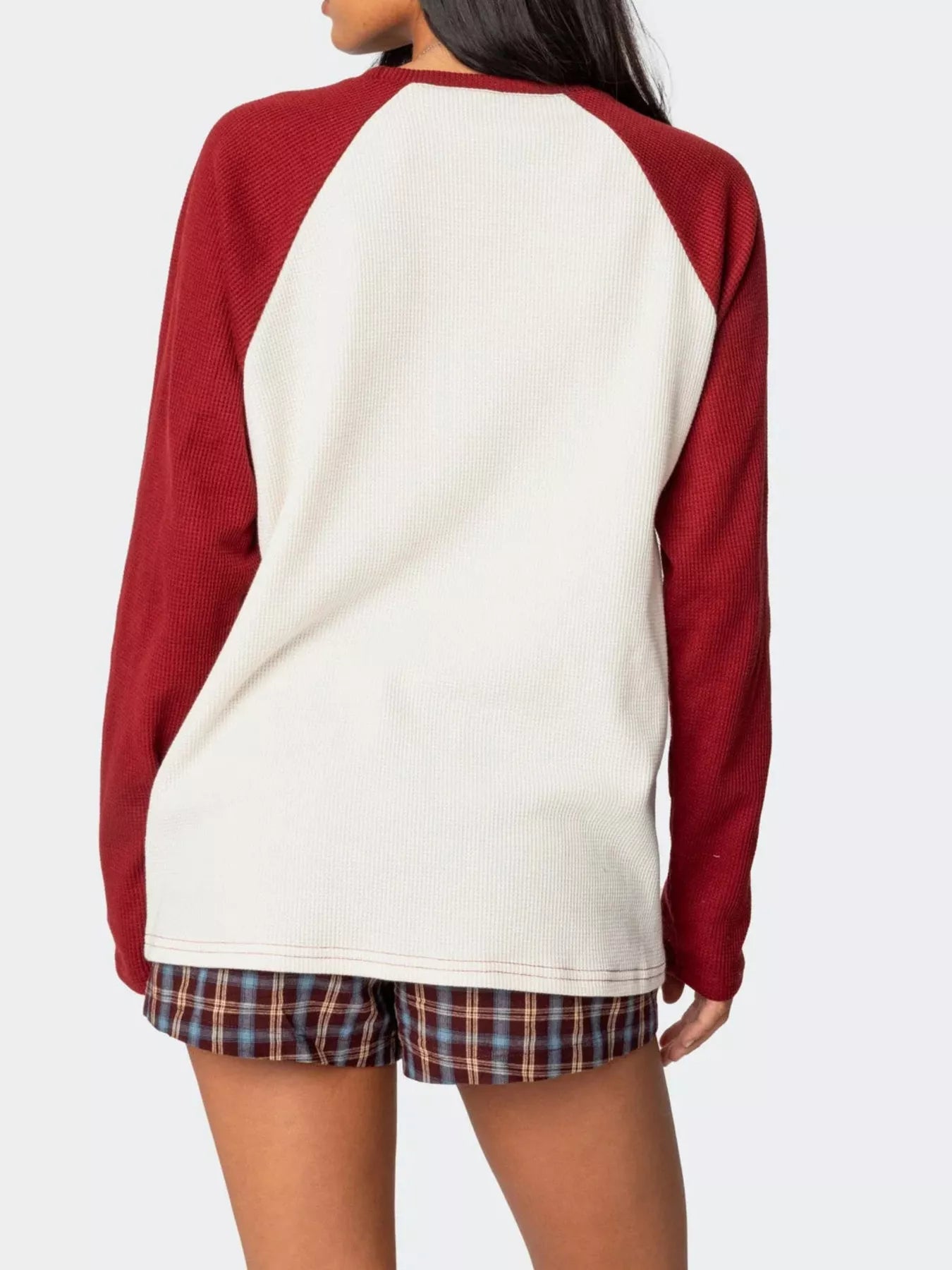 Trendsi Color-Block Raglan Long Sleeve T-Shirt -
