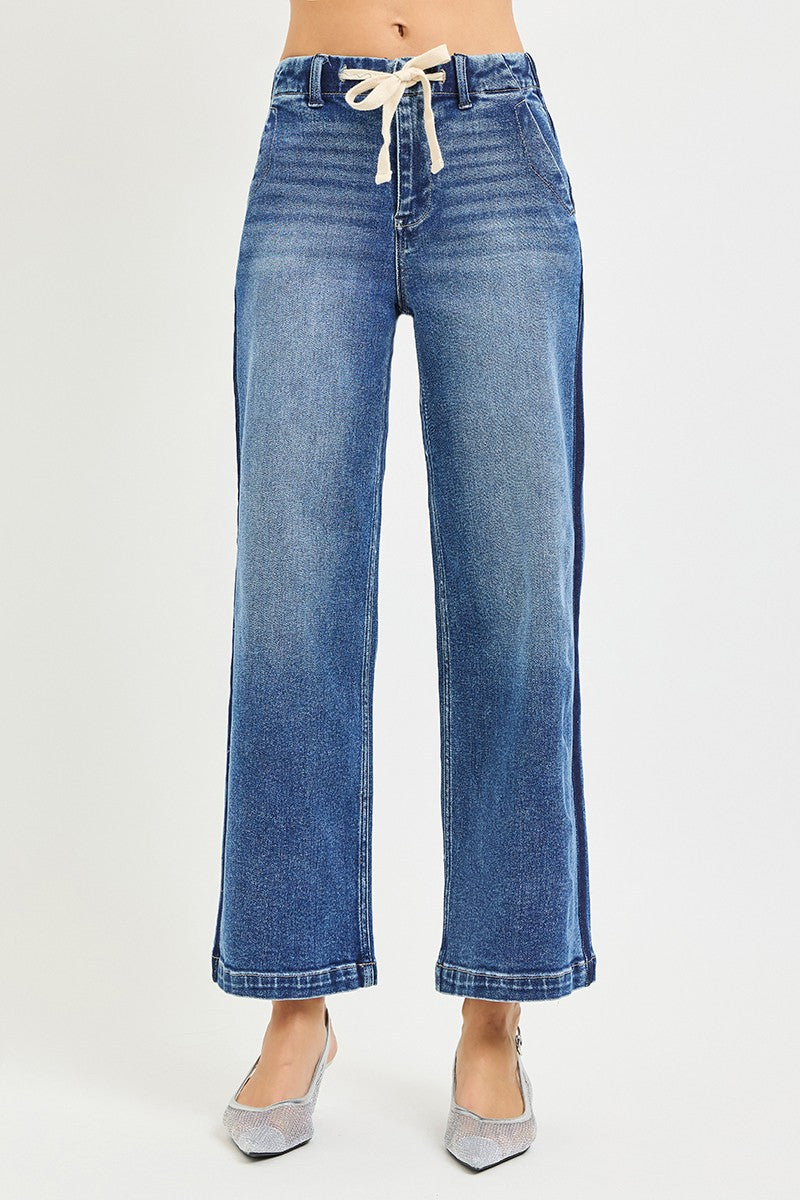 Women's High-Rise Cropped Wide-Leg Jeans With Drawstring Waist — product view 3