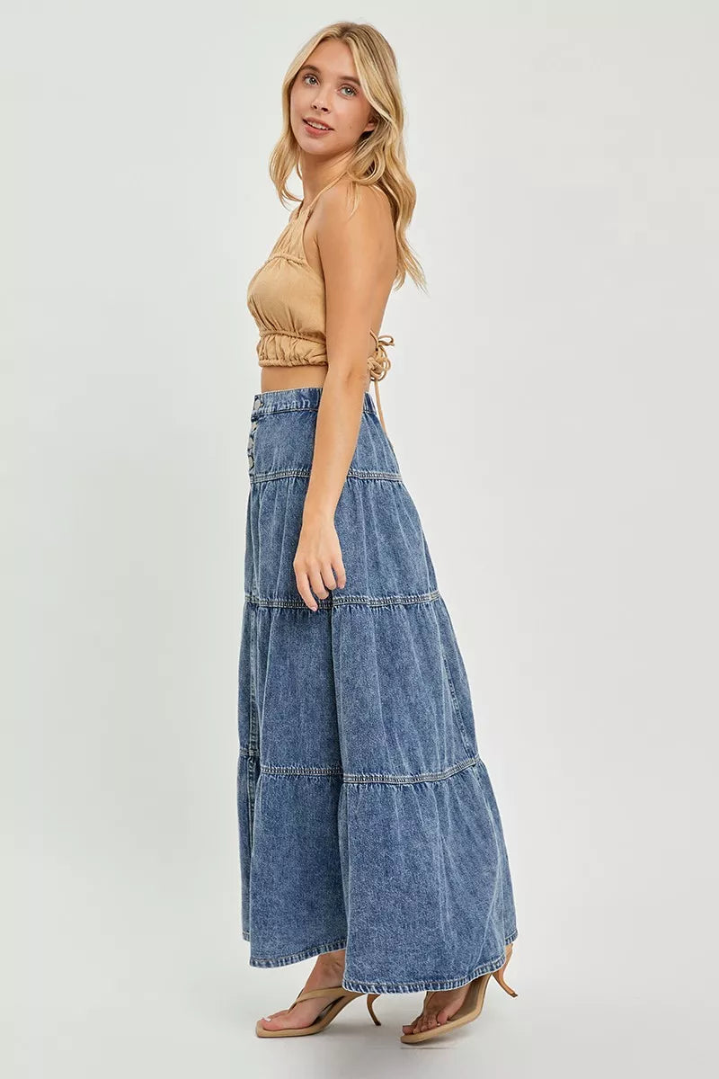 Trendsi RISEN High Rise Ruffle Long Skirts -