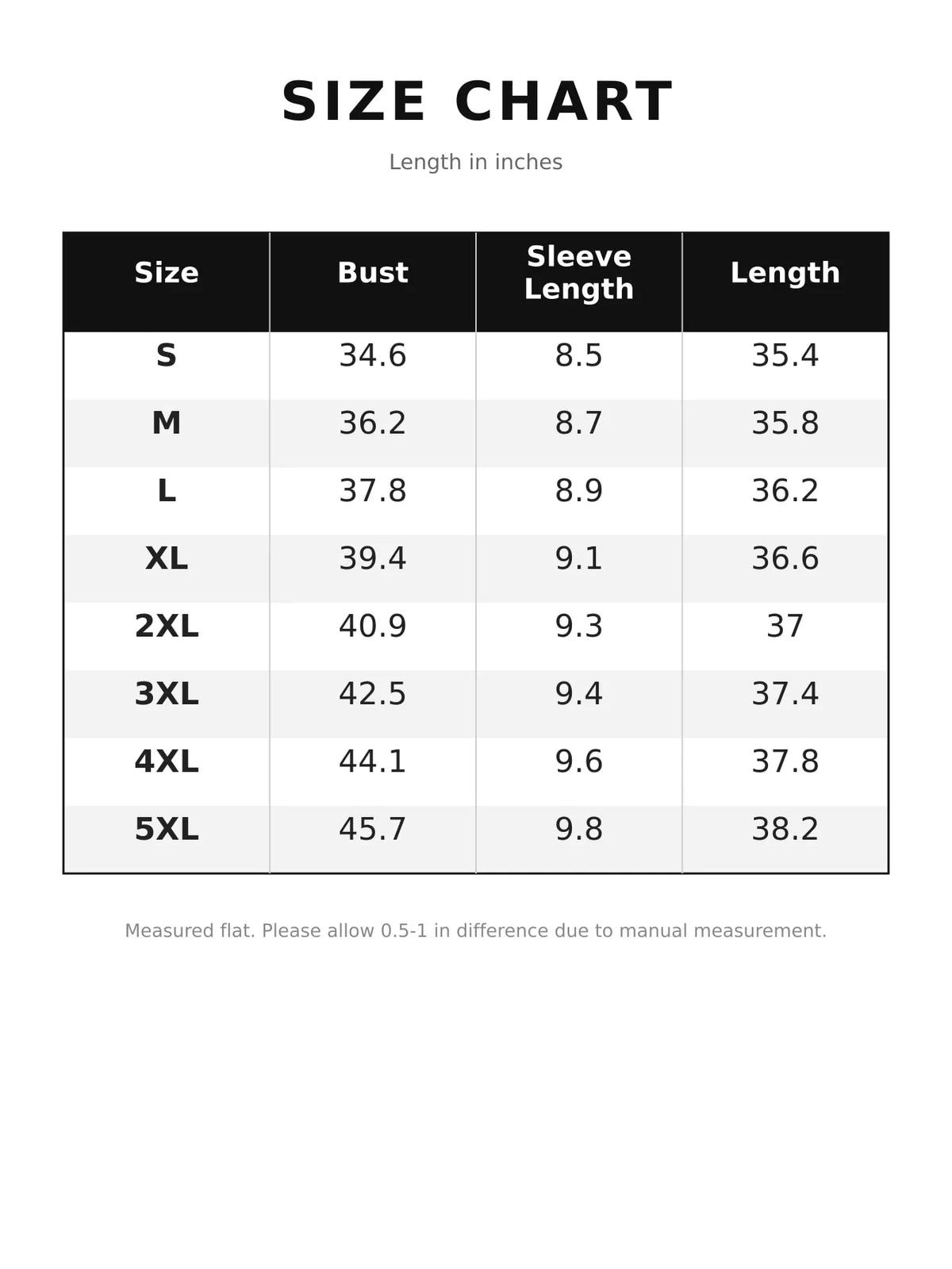 Size chart for camouflage print ruffle sleeve t-shirt dress