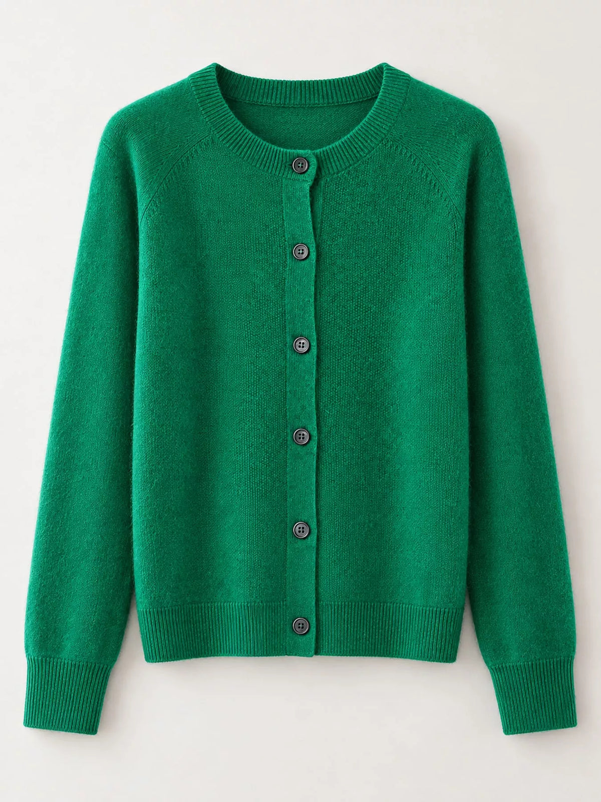 Ribbed cardigan, green hanging front