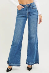 Trendsi RISEN High Rise Wide Leg Jeans With Released Hem -
