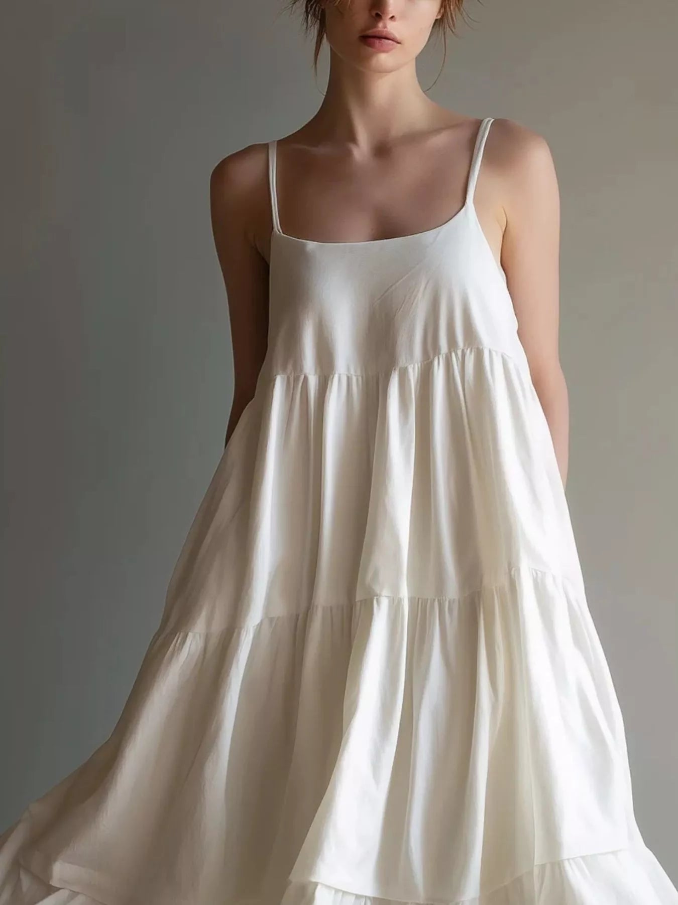 Trendsi Tiered Spaghetti Strap Midi Dress - Dresses