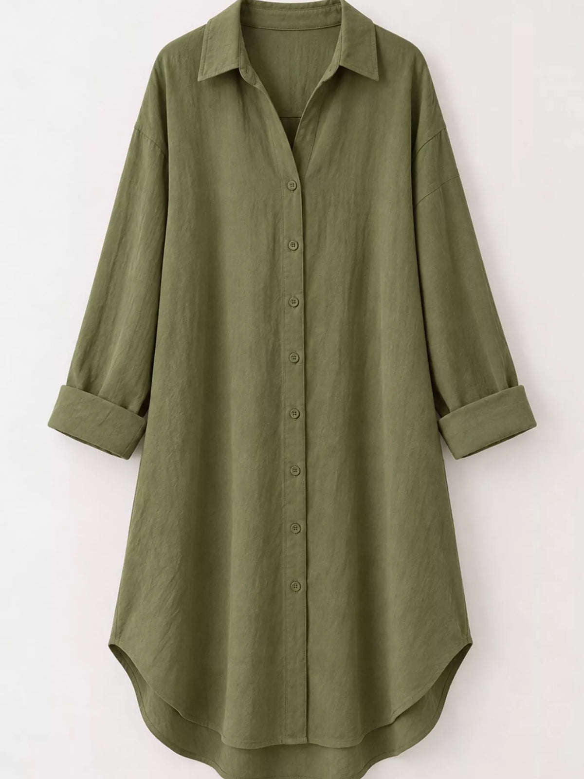 Collared long sleeve midi dress, product view