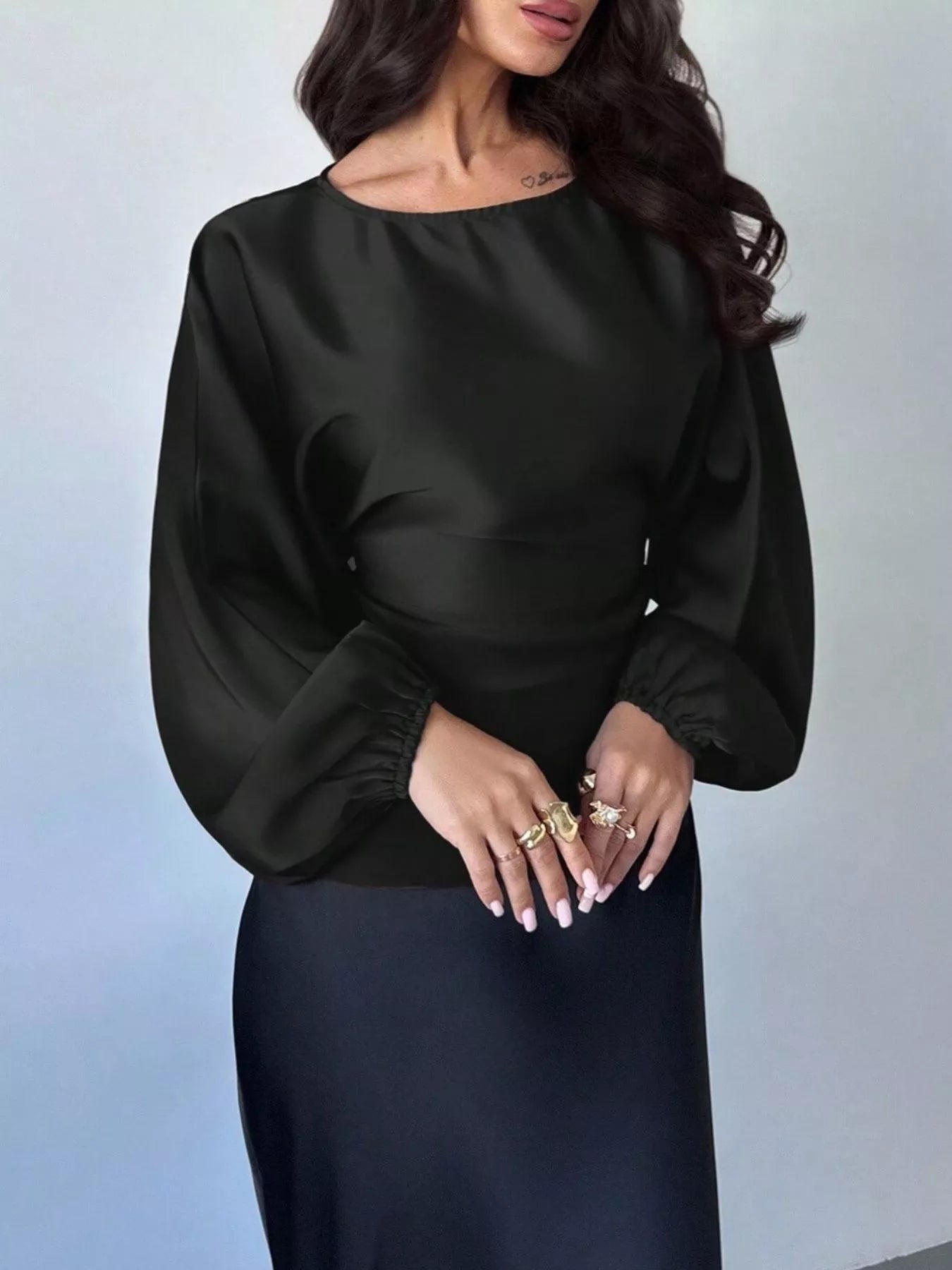 Trendsi Polka Dot Round Neck Blouse -