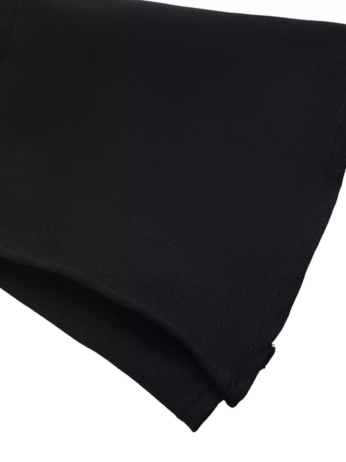 Black flounce sleeve ruched mini shirt dress, flared cuff detail