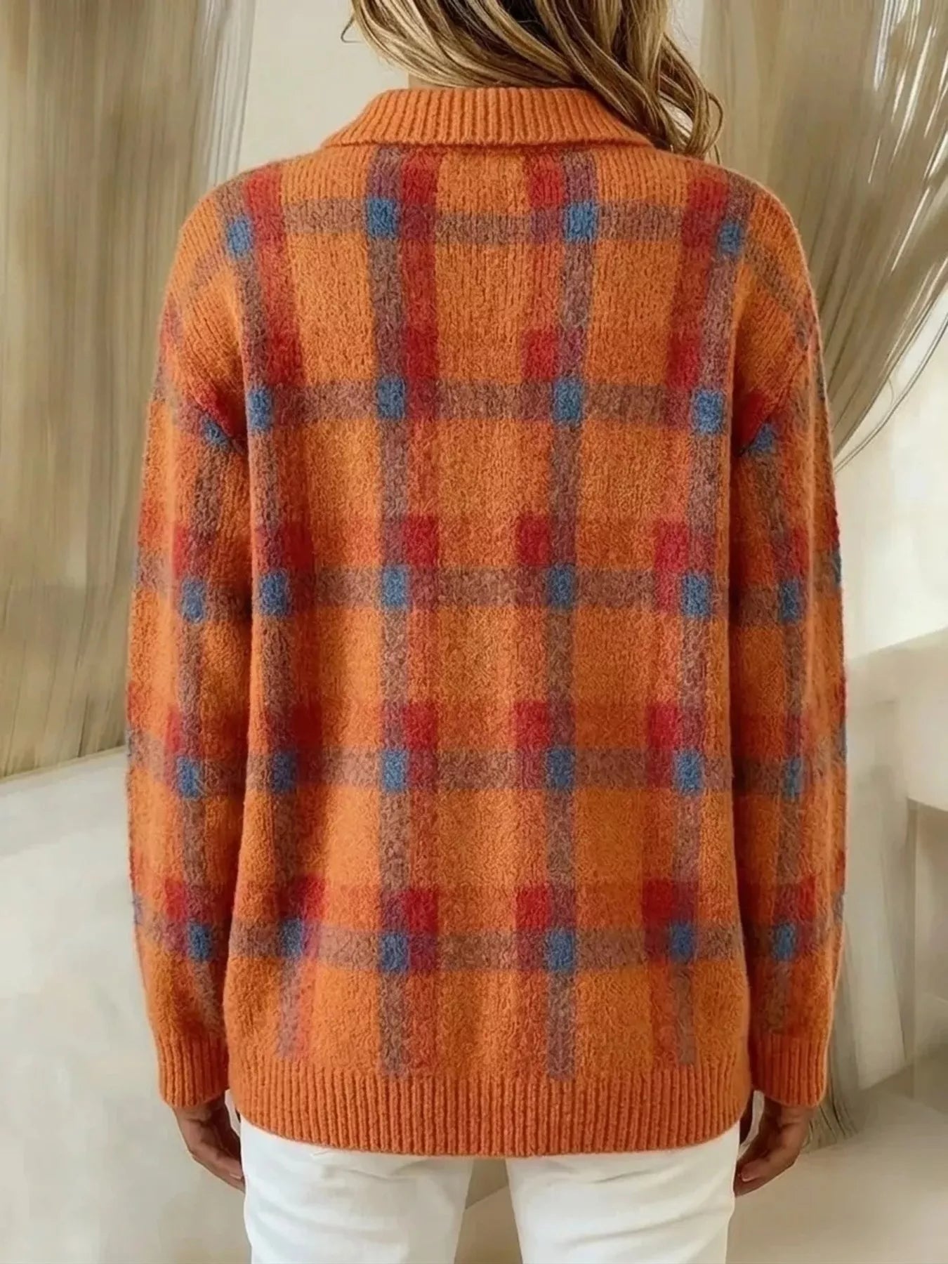 Trendsi Plaid Button-Up Cardigan -