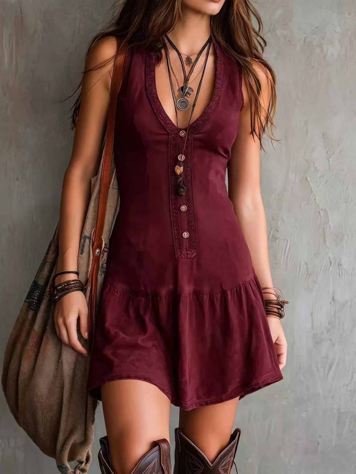 Trendsi Full Size Sleeveless V-Neck Mini Dress Plus Size -