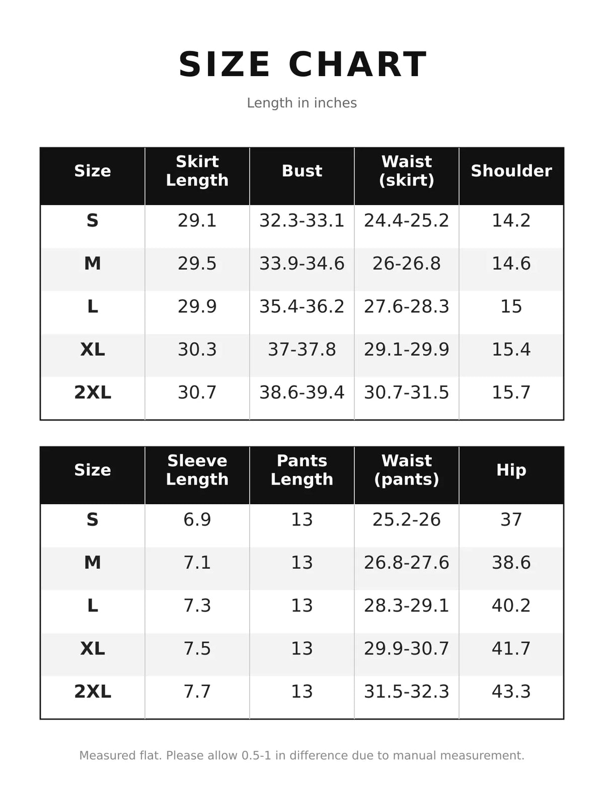 Size chart for cutout romper dress
