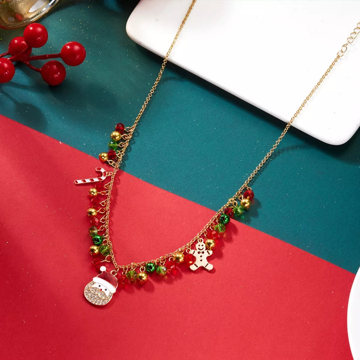 Trendsi 18K Gold-Plated Christmas Charm Necklace -