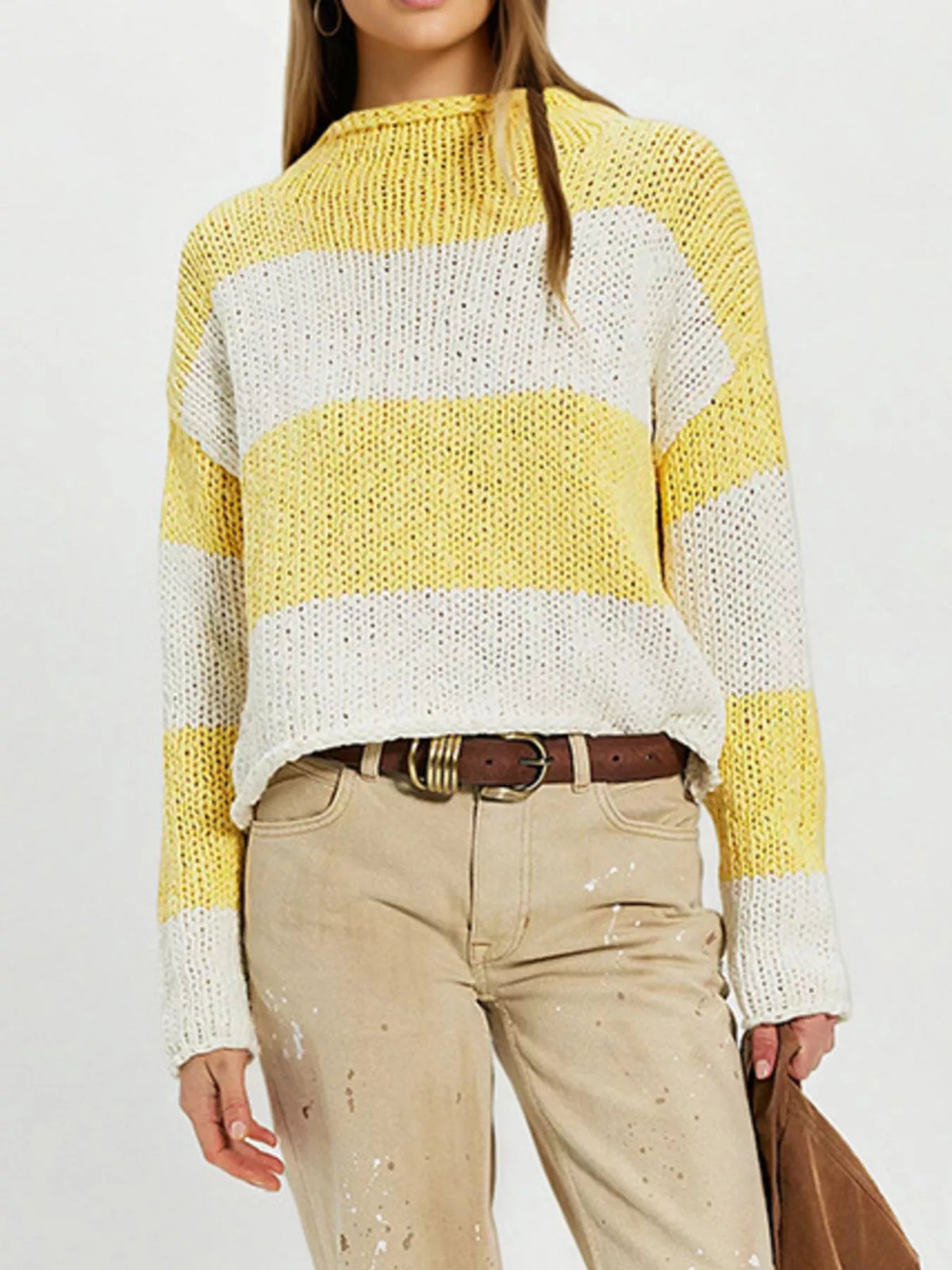 Trendsi Chunky Knit Striped Sweater -
