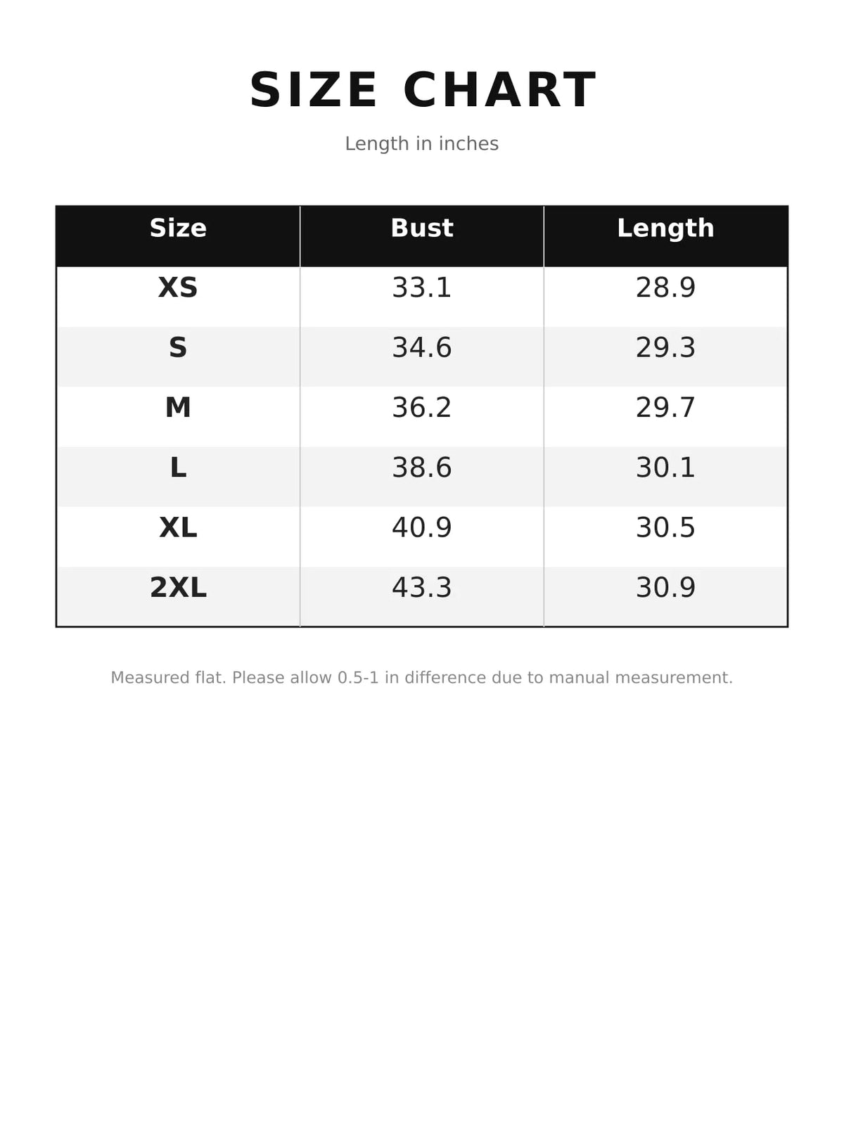 Size chart for the halter neck layered mini dress