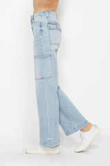 Trendsi Judy Blue Full Size High Waist Straight Cargo Jeans -