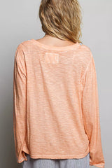 Trendsi POL Contrast Stitch V-Neck Lightweight Knit Long Sleeve Top -