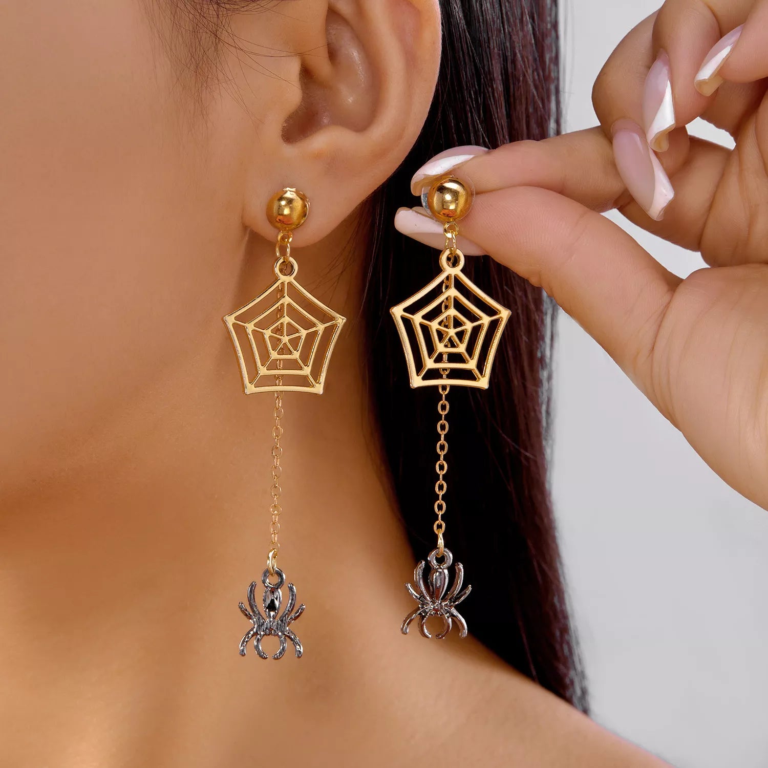Trendsi 18K Gold-Plated Spider Drop Earrings -