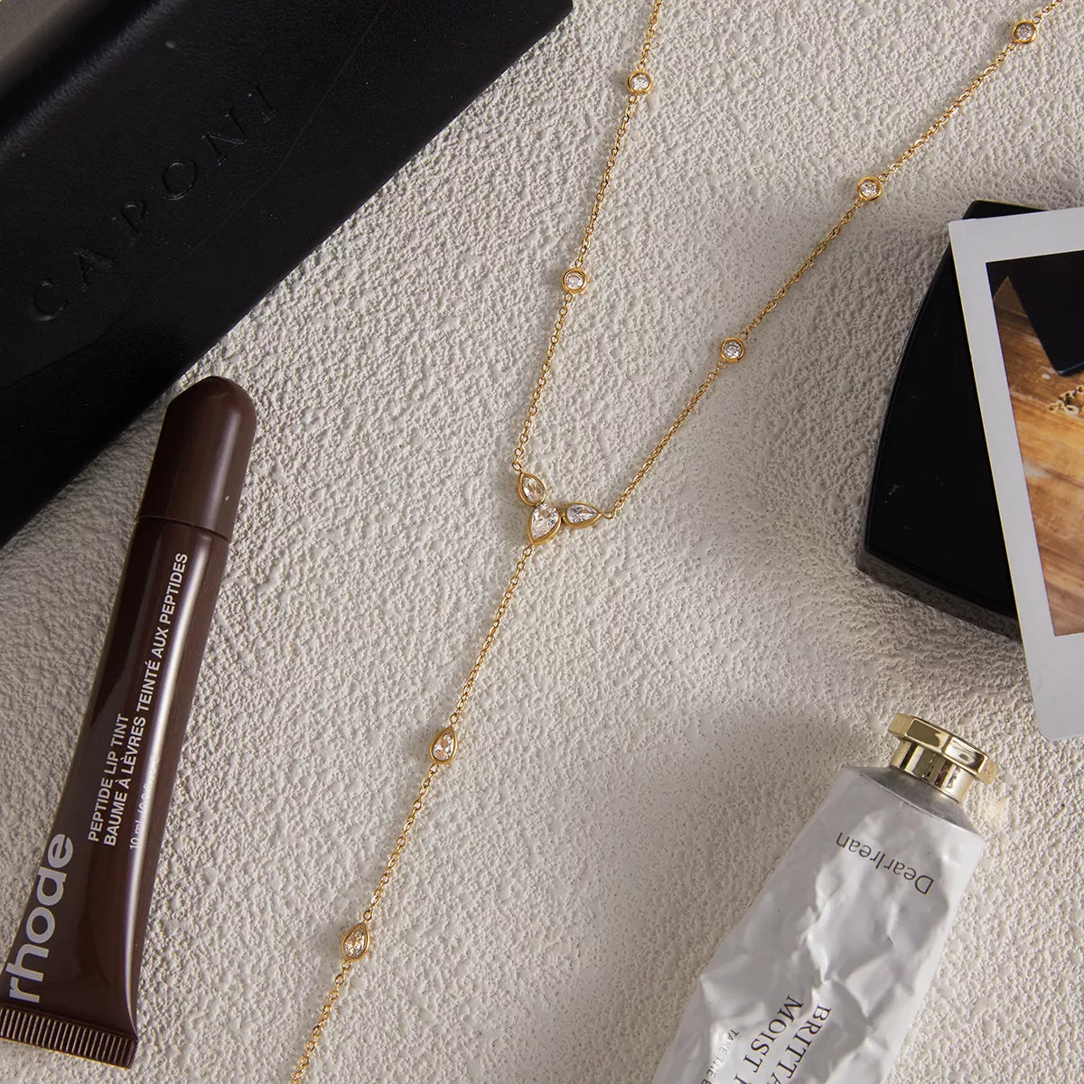 Trendsi 18K Gold-Plated Zircon Chain Necklace -