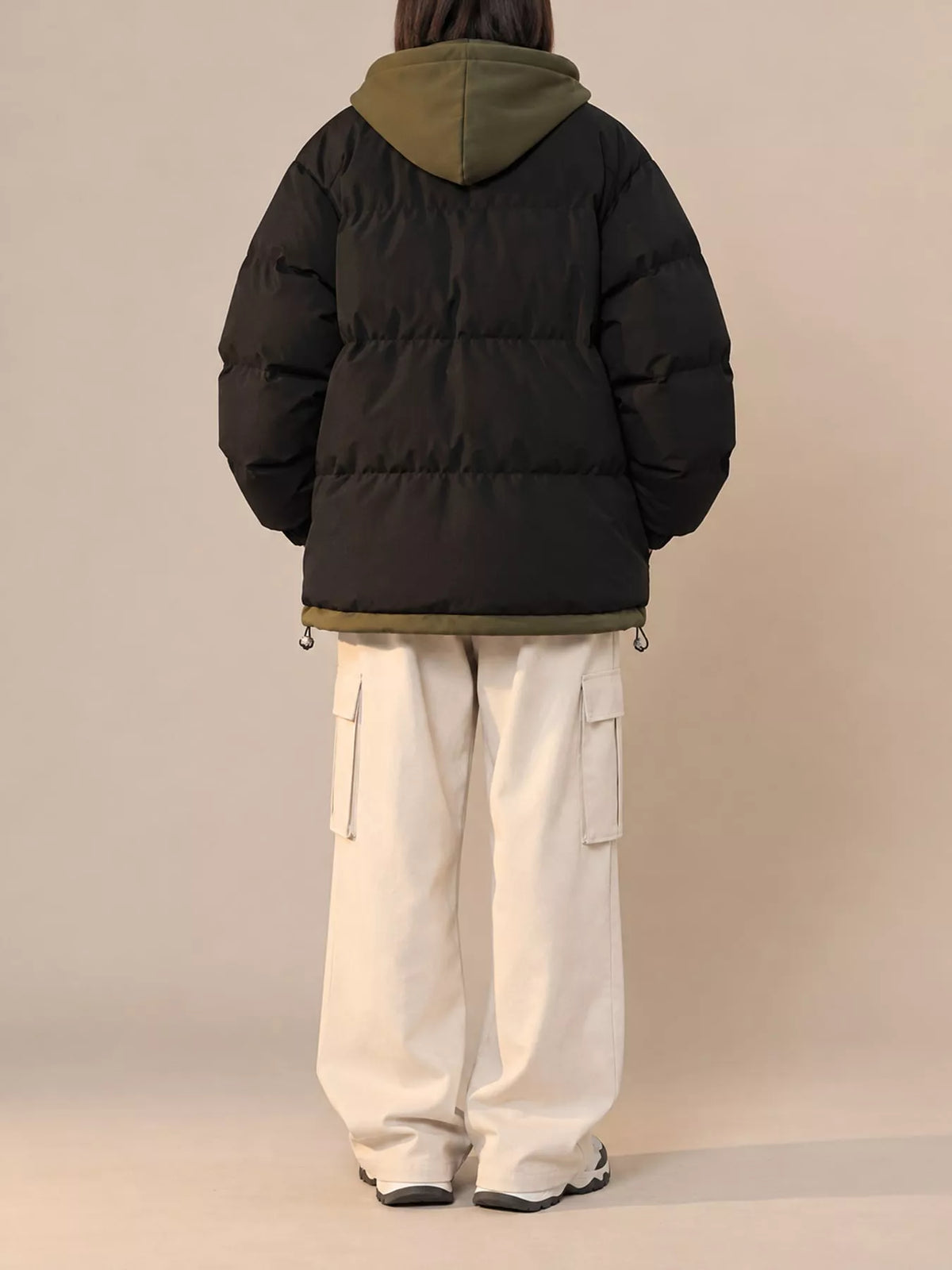 Zip-Up Hooded Puffer Jacket — back view