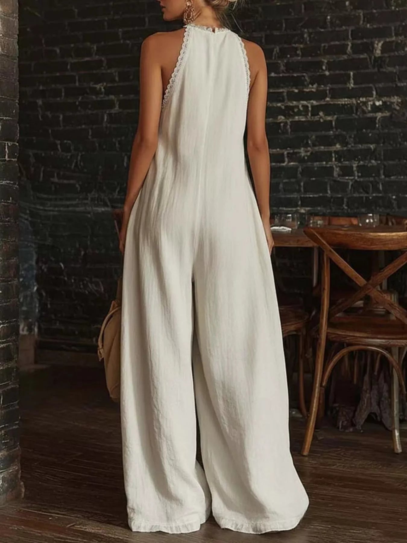 Trendsi Full Size Lace Trim Wide-Leg Jumpsuit Plus Size -
