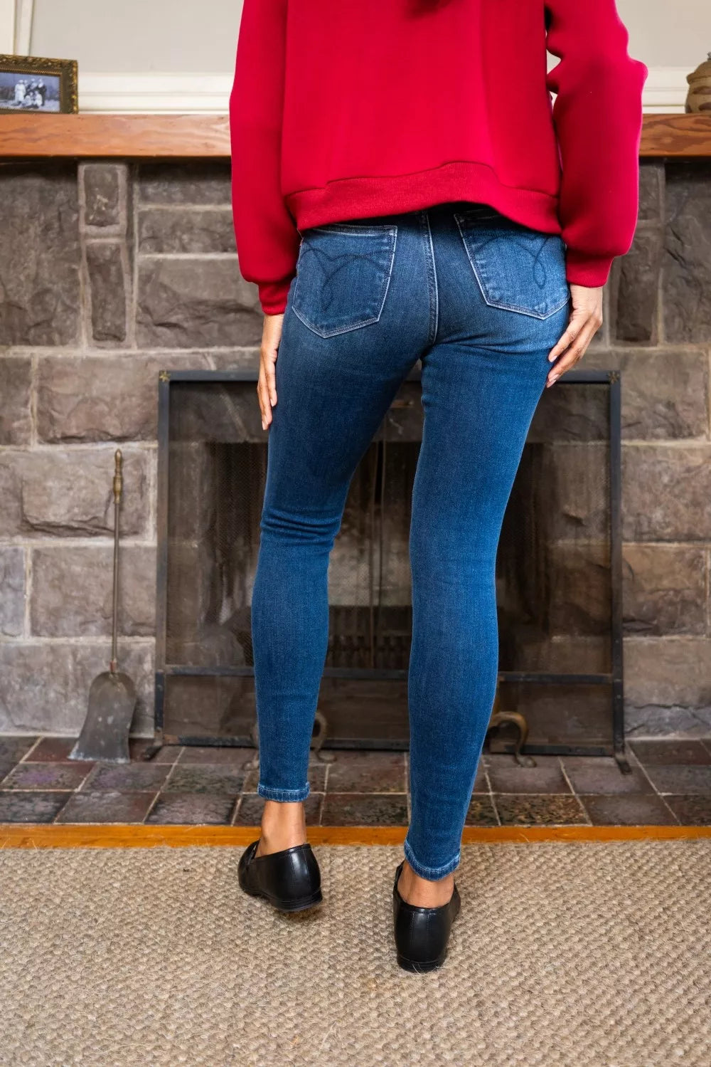 Women's thermal washed denim skinny jeans - product view 6