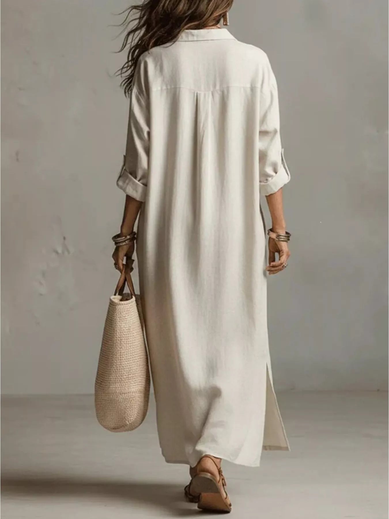 Trendsi Full Size Casual Midi Shirt Dress Plus Size -