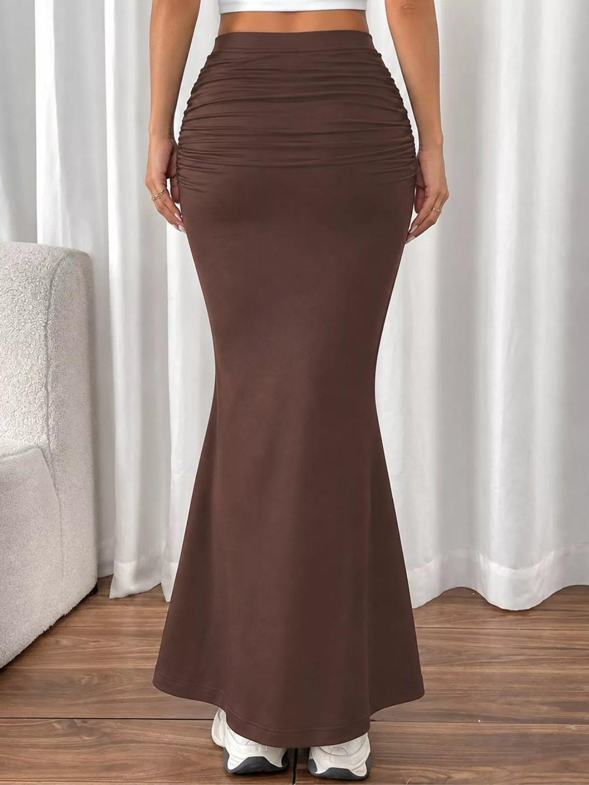 Ruched Maxi Skirt — back view