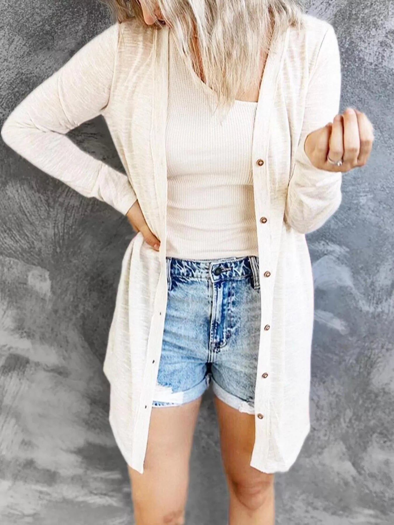 Trendsi Full Size Lightweight Button-Up Cardigan Plus Size - Shirts