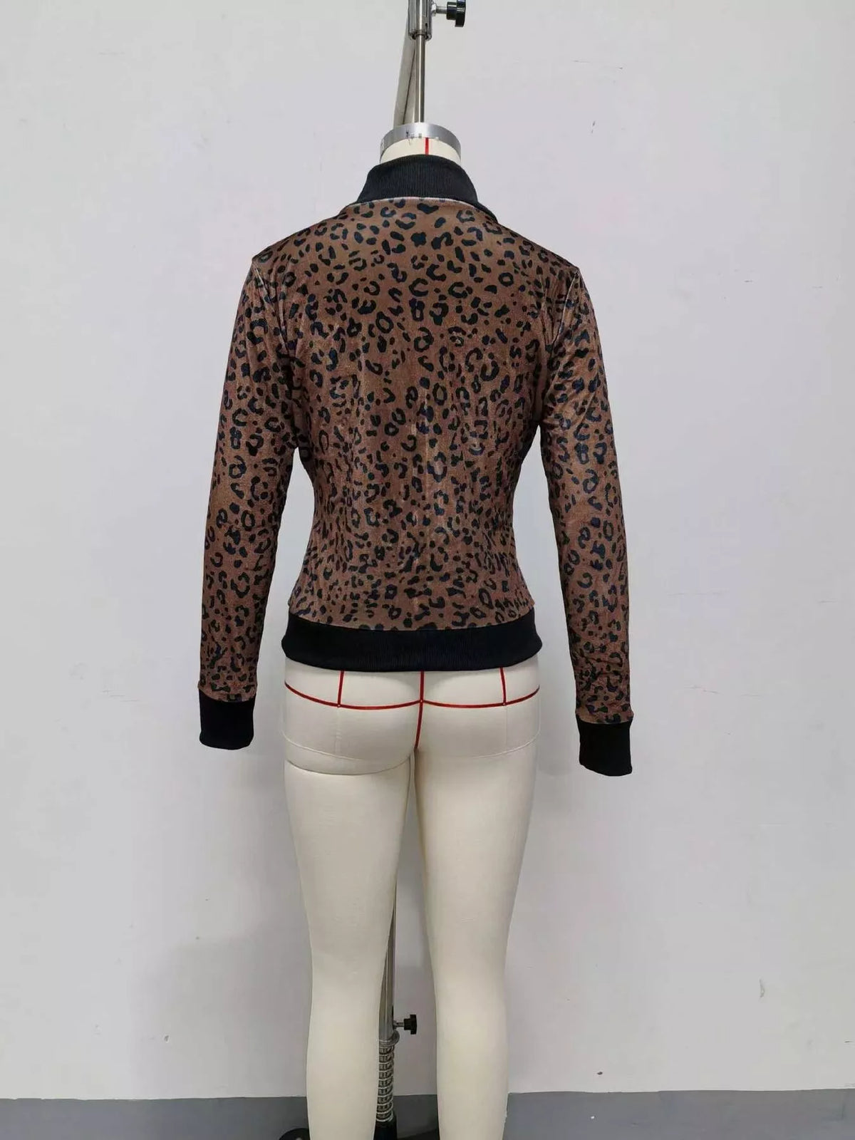 Leopard zip cardigan, brown leopard mannequin back