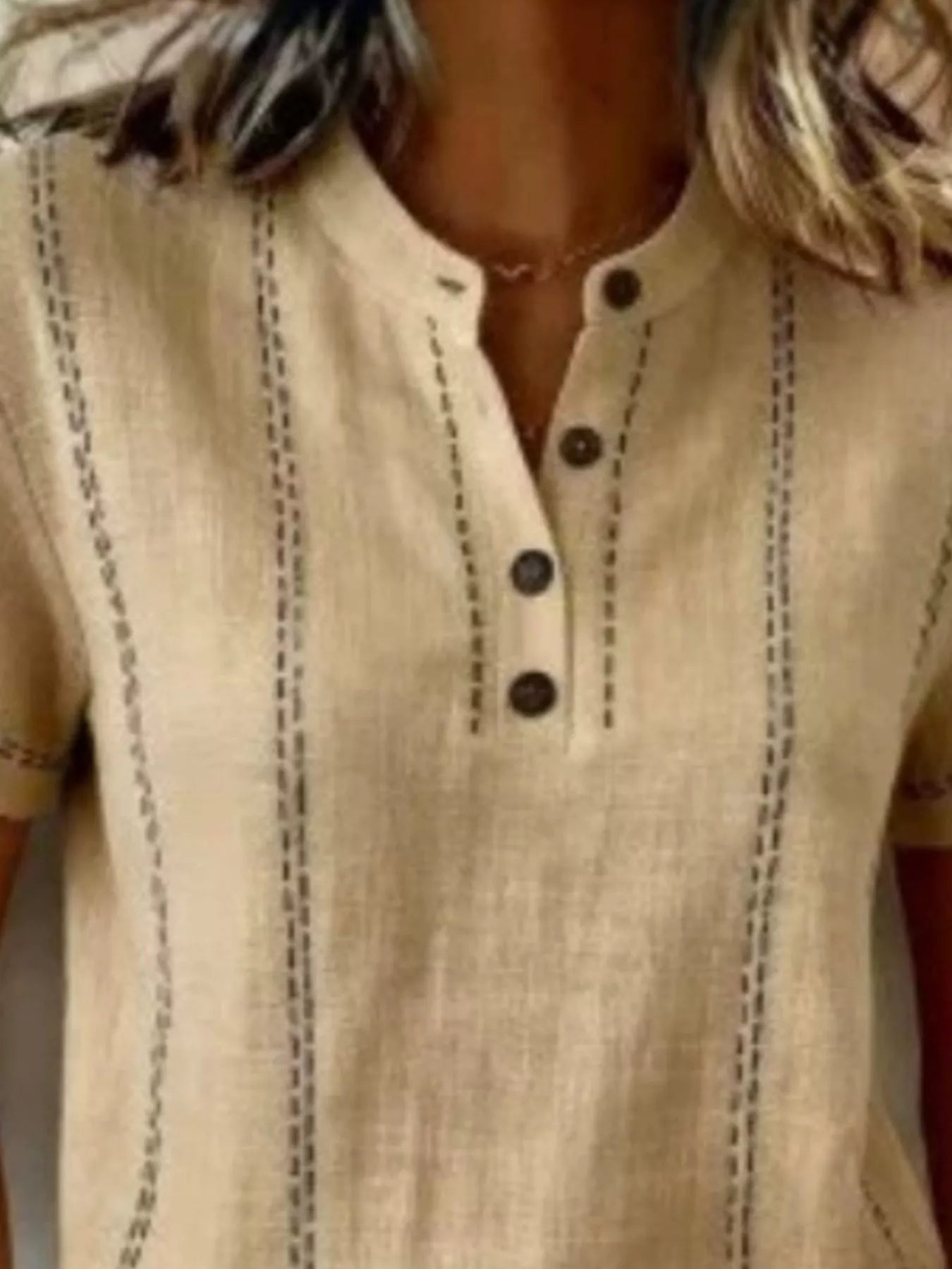 Trendsi Full Size Button Detail Short Sleeve Blouse Plus Size -