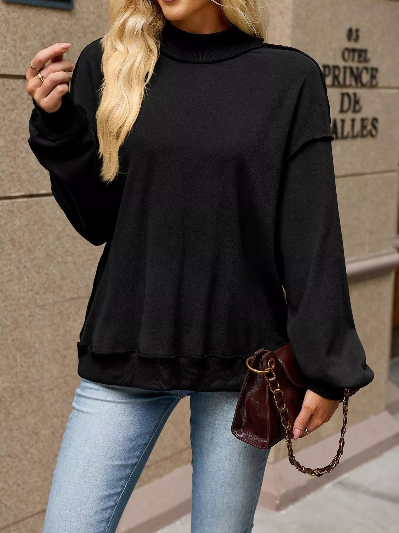 Trendsi Loose Fit Crew Neck Sweatshirt -