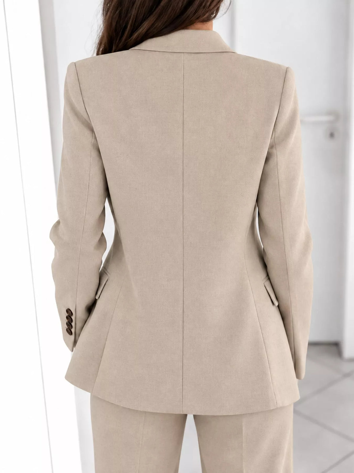 Collared long sleeve outfit set, back view