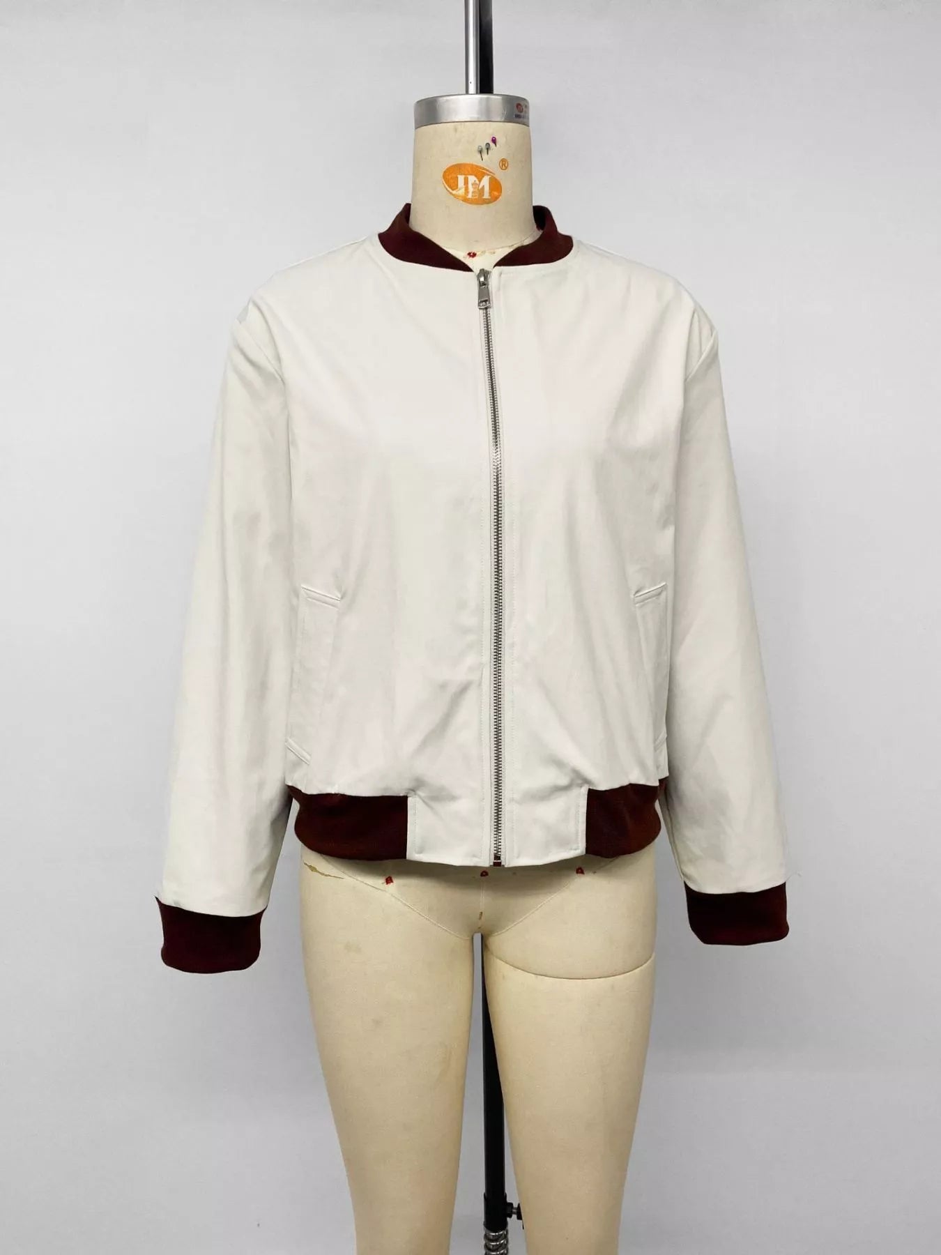 Trendsi Contrast Trim Zip Up Jacket -