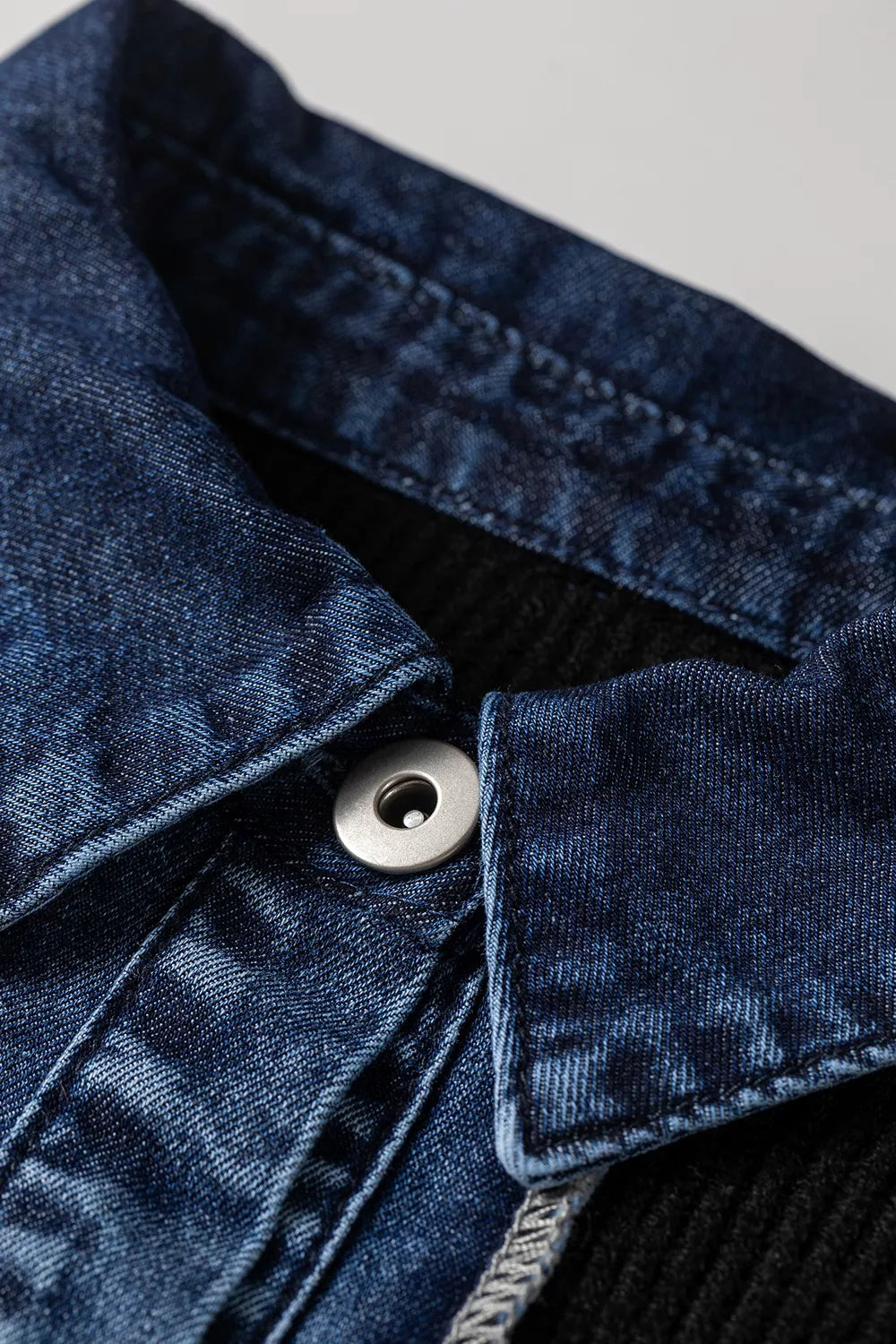 Trendsi Denim Contrast Placket Long Sleeve Cardigan -