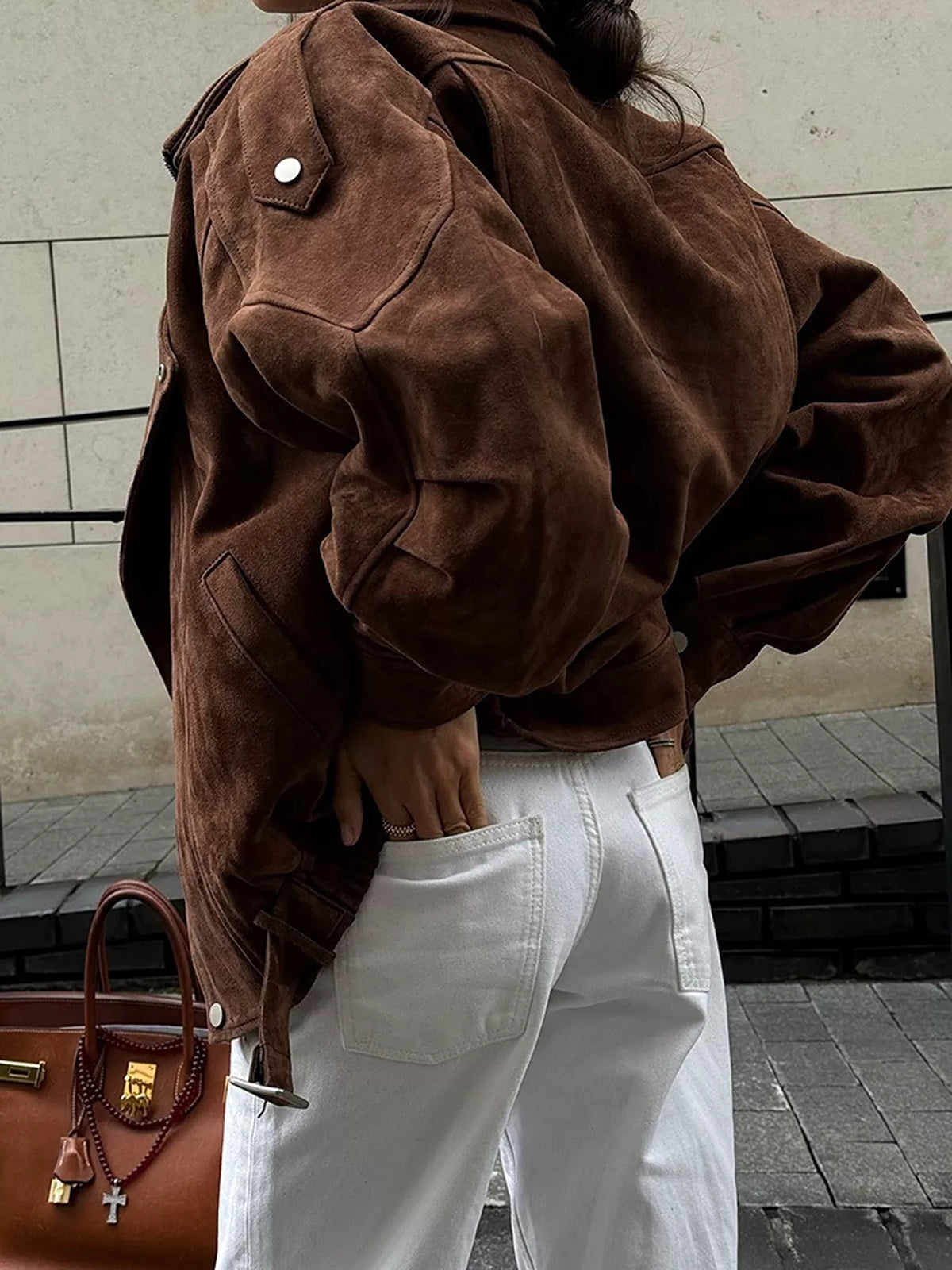 Trendsi Zip Up Dropped Shoulder Moto Jacket -