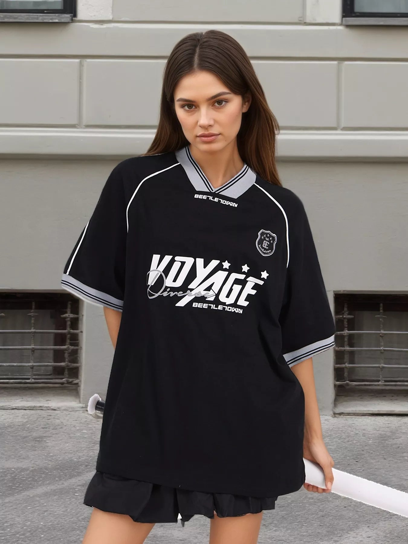 Trendsi Oversized Sporty Graphic Short Sleeve T-Shirt -