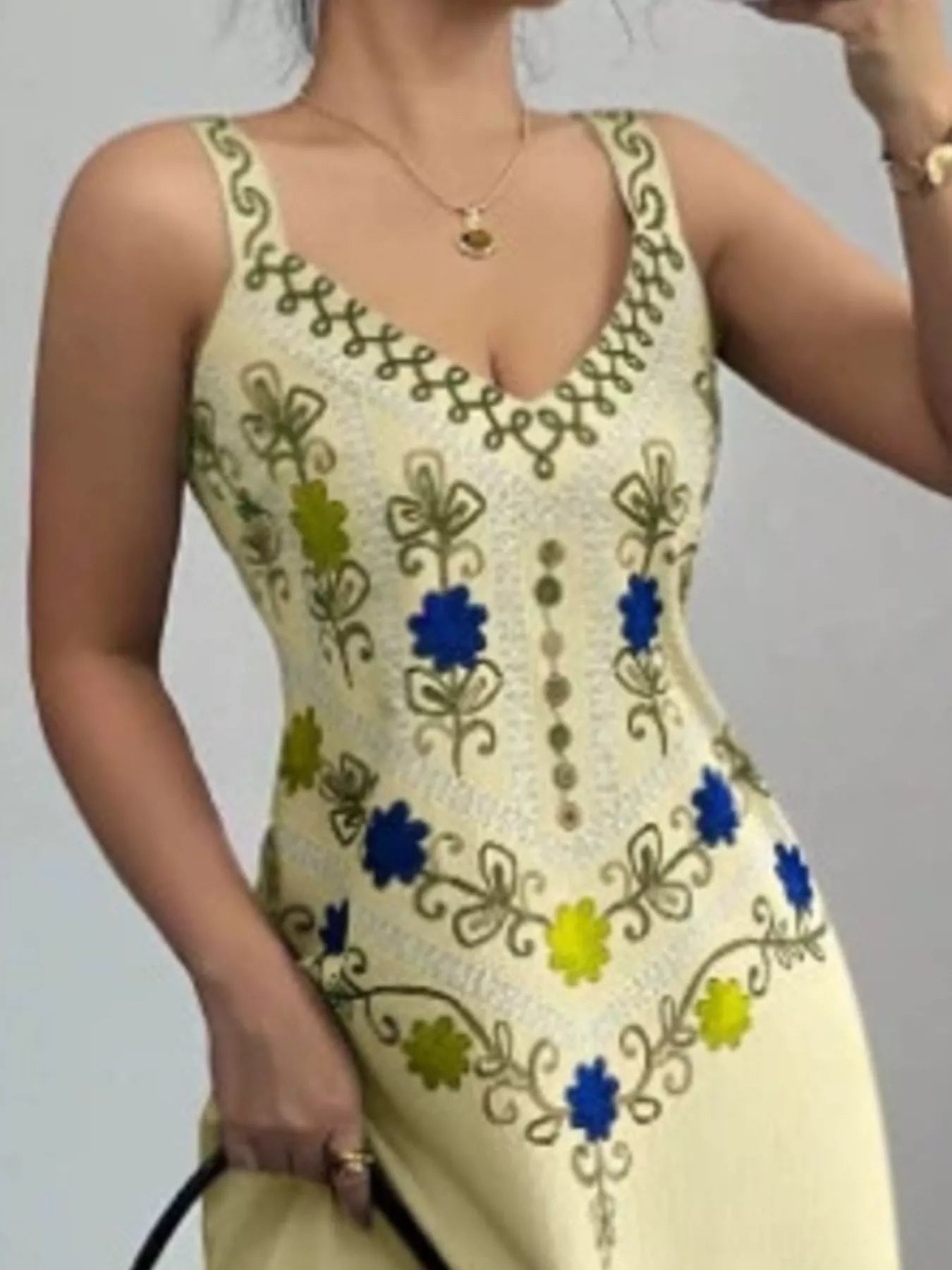 Trendsi Floral Sleeveless Maxi Dress with Side Slit -