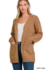Trendsi Zenana Open Front Sweater Cardigan - Shirts