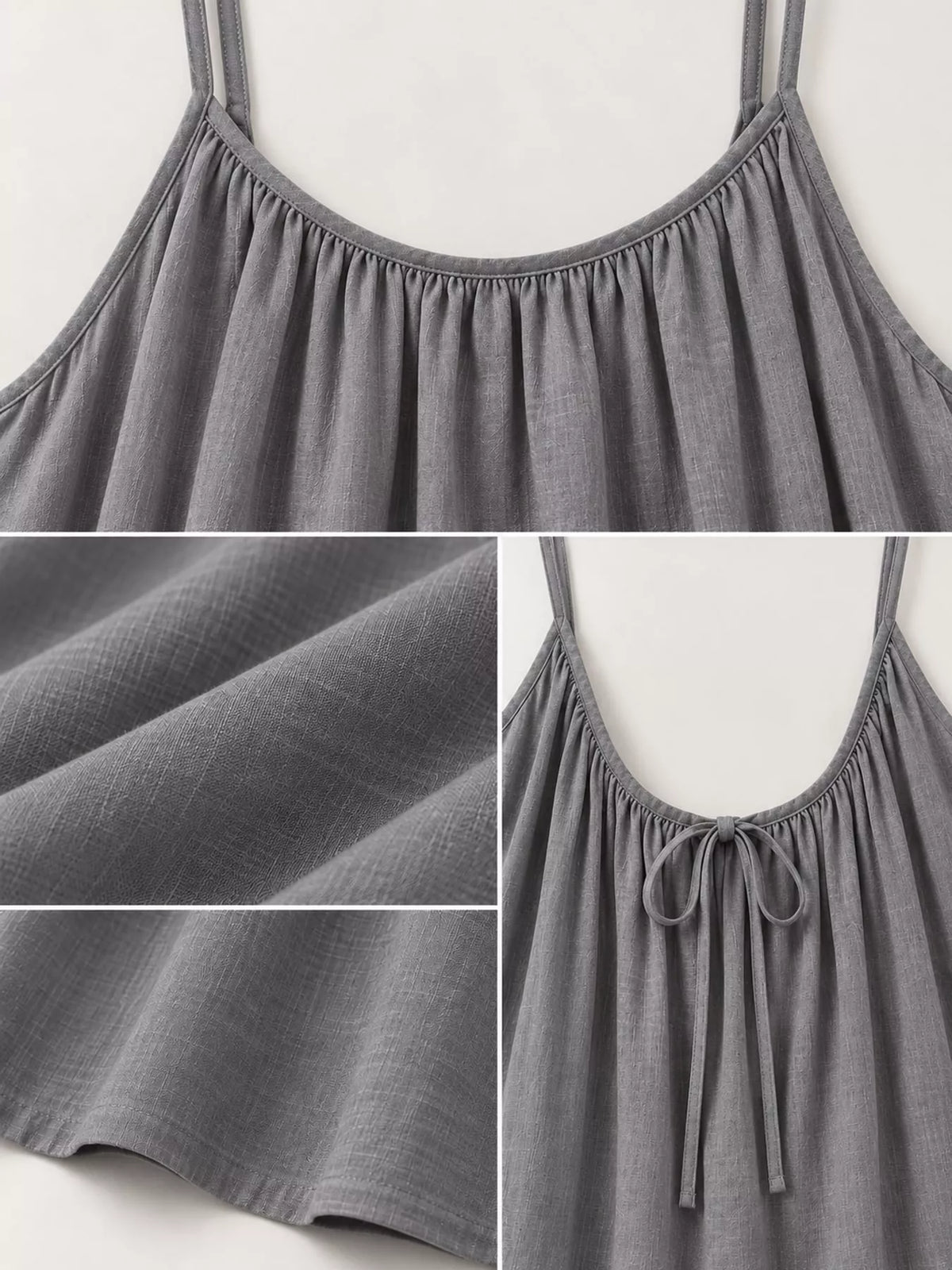 Backless Spaghetti Strap Maxi Dress — garment construction details