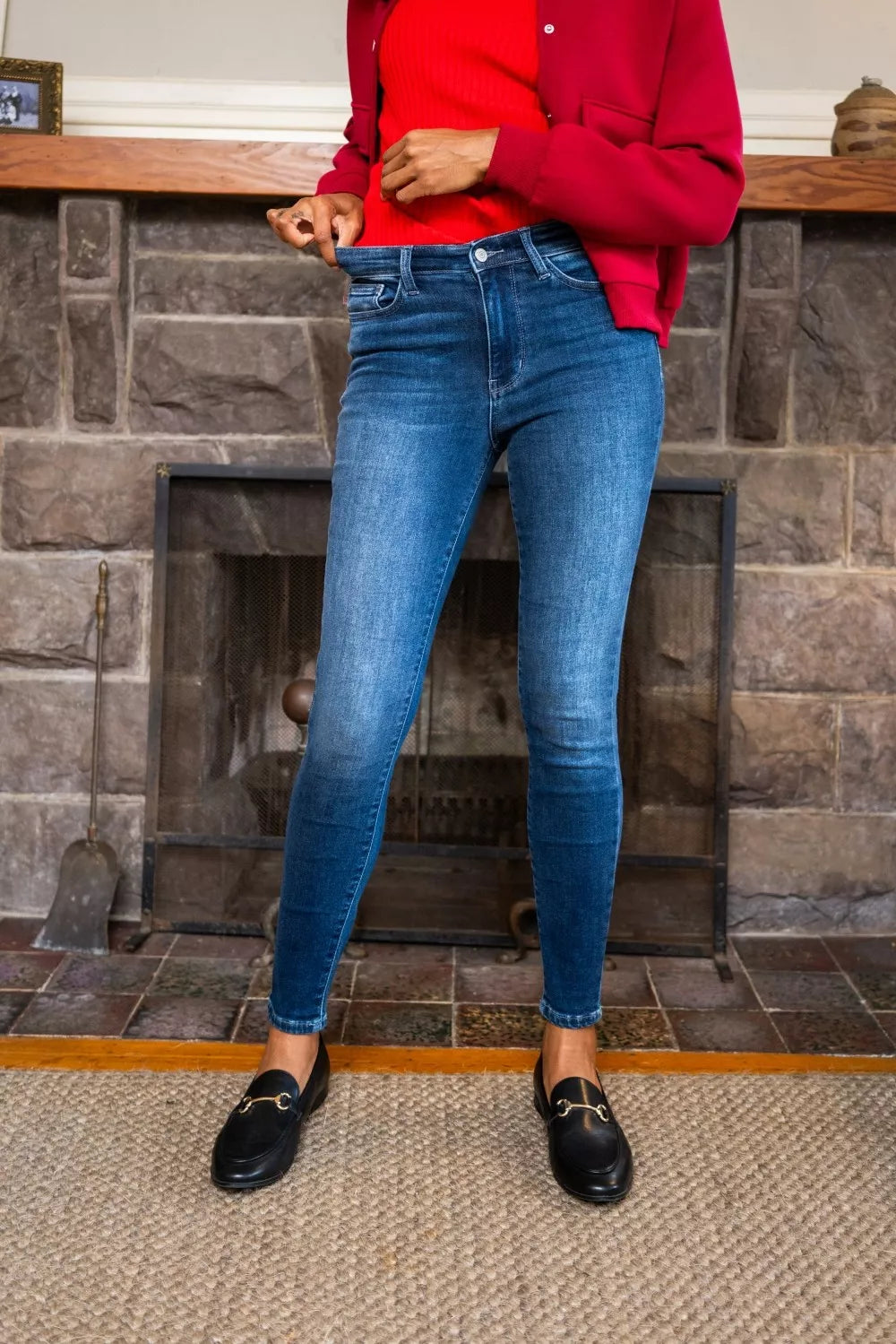 Women's thermal washed denim skinny jeans - product view 5
